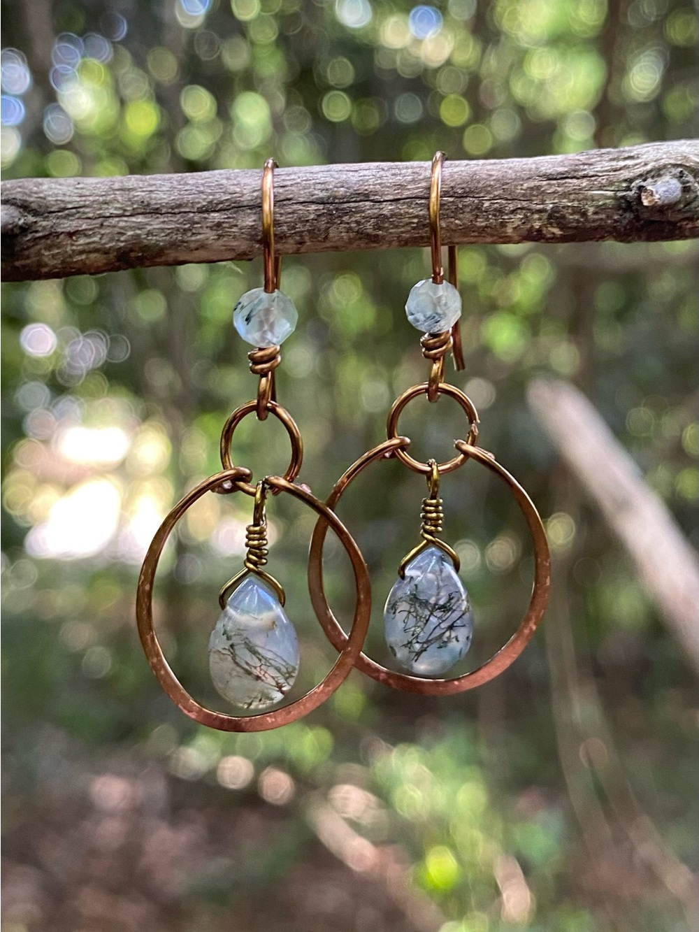 Handcrafted Moss Agate Hoop Earrings